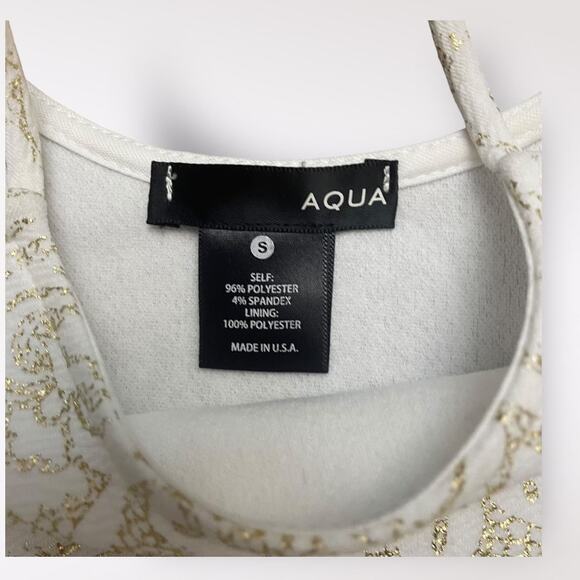 Aqua Gold Batik Patterned Mini Short Dress Size S White Party Holiday - Picture 2 of 7